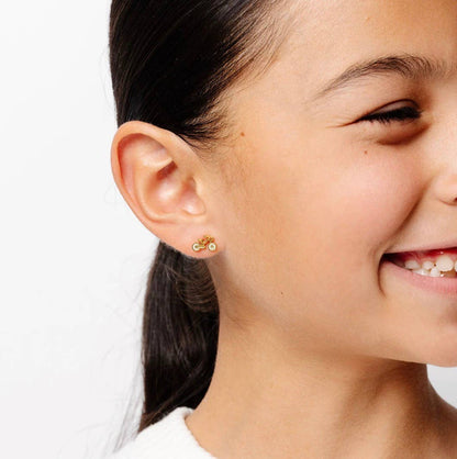 Bike Stud Earrings - Hypoallergenic, Flat Back, Girl Gift