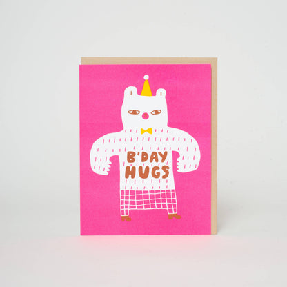 Birthday Bear Hugs Letterpress Greeting Card by Suzy Ultman