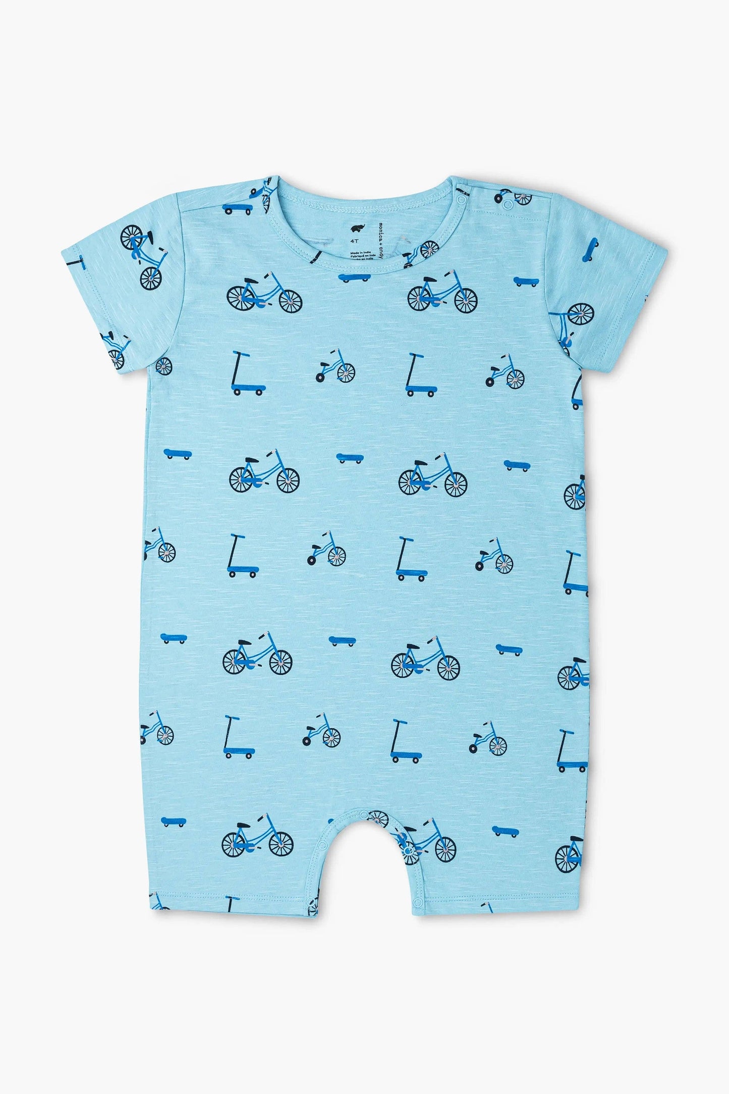 Baby Slub Shorty Romper- On Wheels