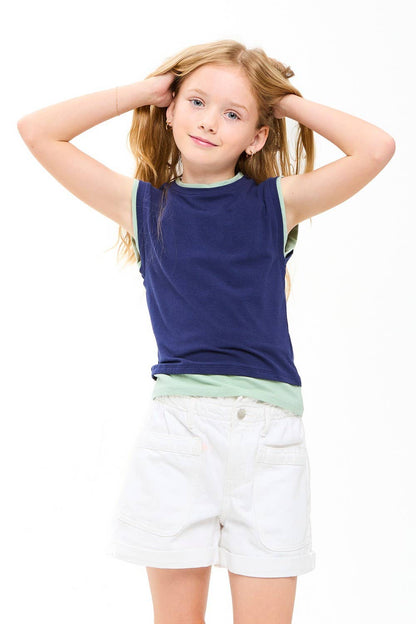 Color Blocked Sleeveless Layered Top