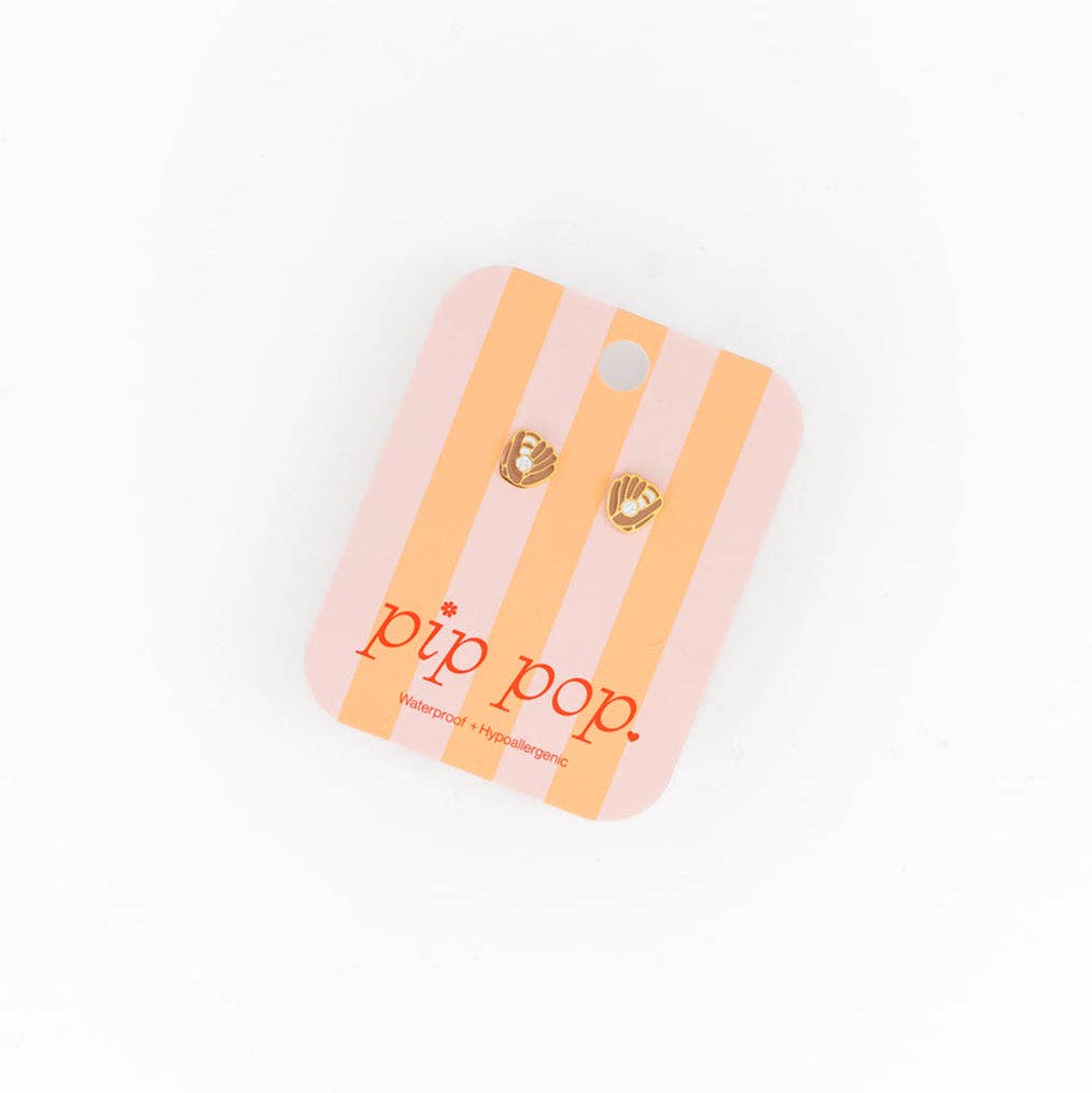 Baseball Glove Stud Earrings - Hypoallergenic, Flat Back