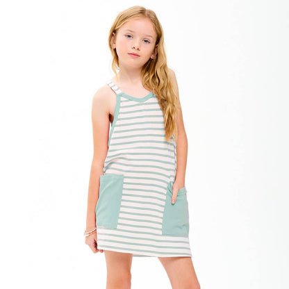 Striped mini dress with inner romper