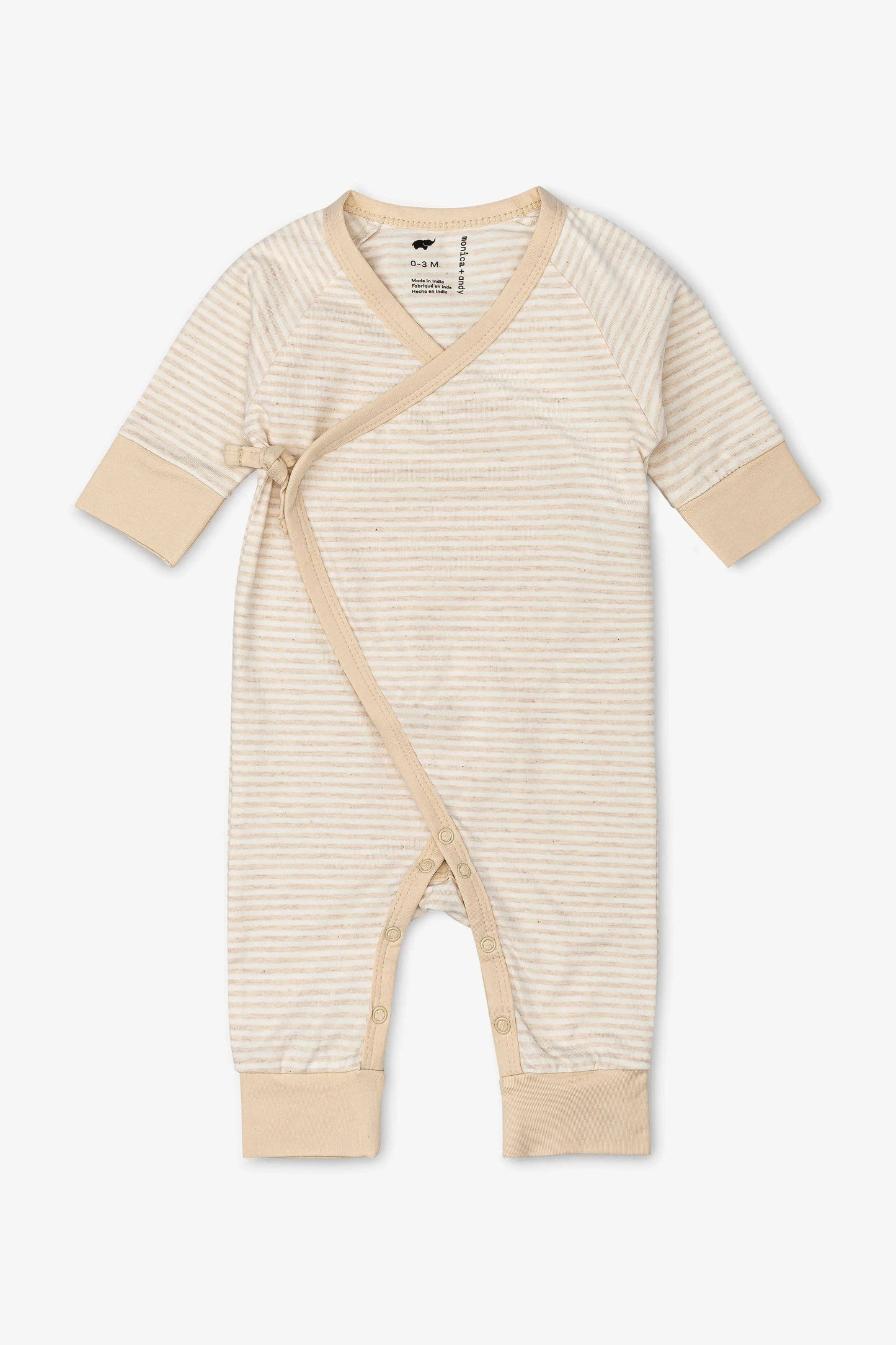 Kimono Tie One Piece- Cream Heather French Stripe