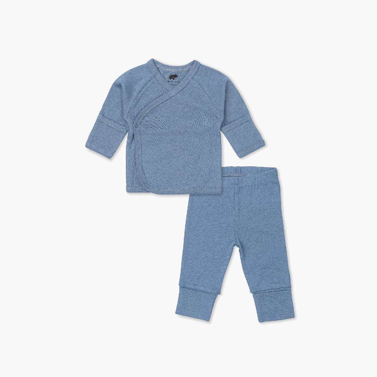 Hello Baby Set- Light Blue Heather