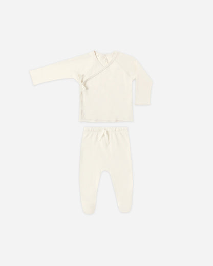 Wrap Top + Footed Pant Set
