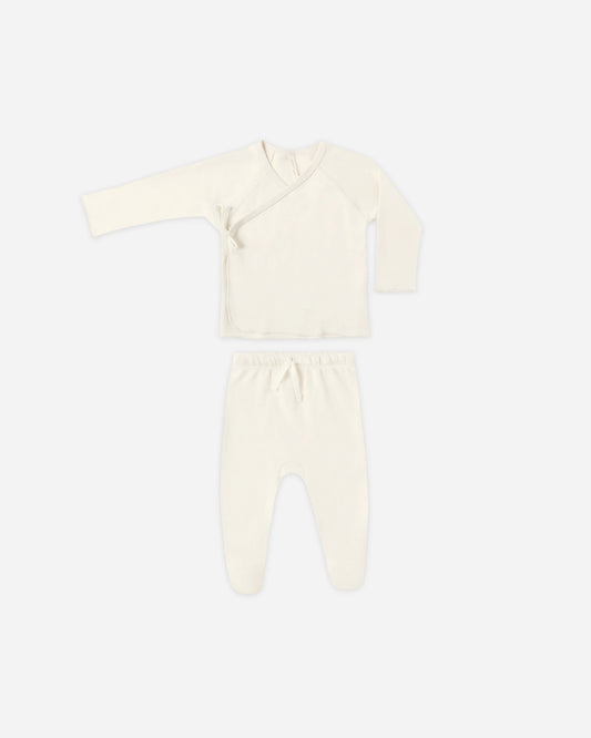 Wrap Top + Footed Pant Set