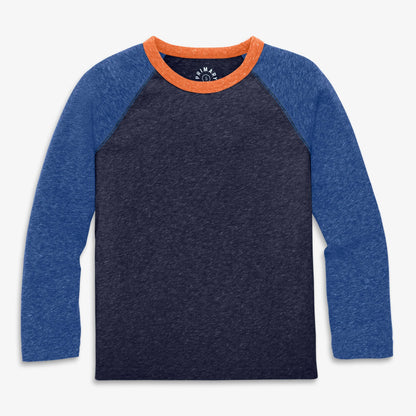 Kids heathered long sleeve baseball tee