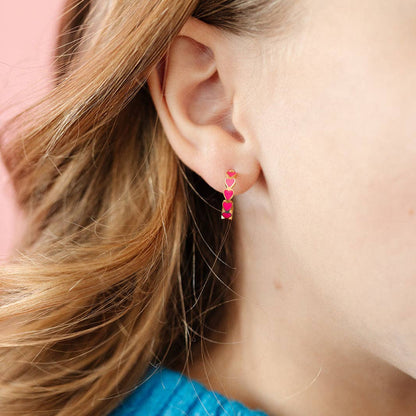 Neon Heart Huggie Stud Earrings - Hypoallergenic, Flat Back