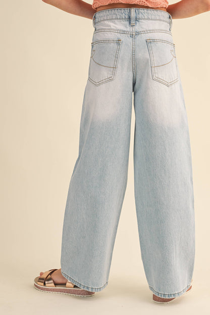 TWEEN KIDS GIRLS WIDE LEG DENIM PANTS (7-14)