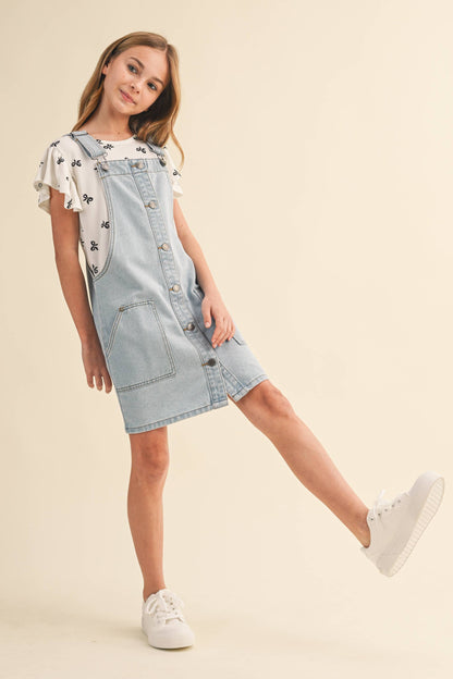 TWEEN KIDS GIRLS DENIM OVERALL DRESS (7-12)
