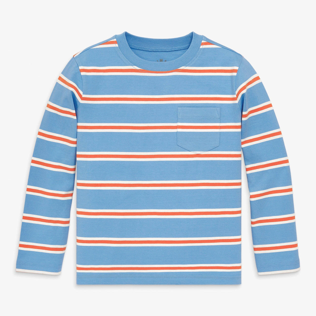 Kids long sleeve pocket tee in varsity stripe