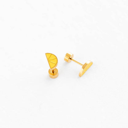 Lemon Stud Earrings - Hypoallergenic, Flat Back, Girl Gift