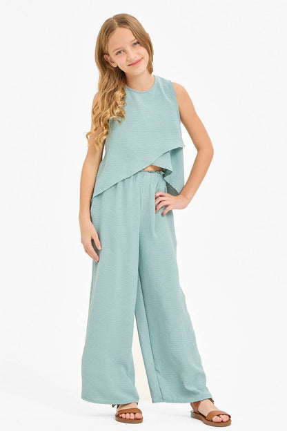 Wrap Design High-Low Sleeveless Blouse