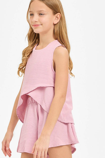 Wrap Design High-Low Sleeveless Blouse