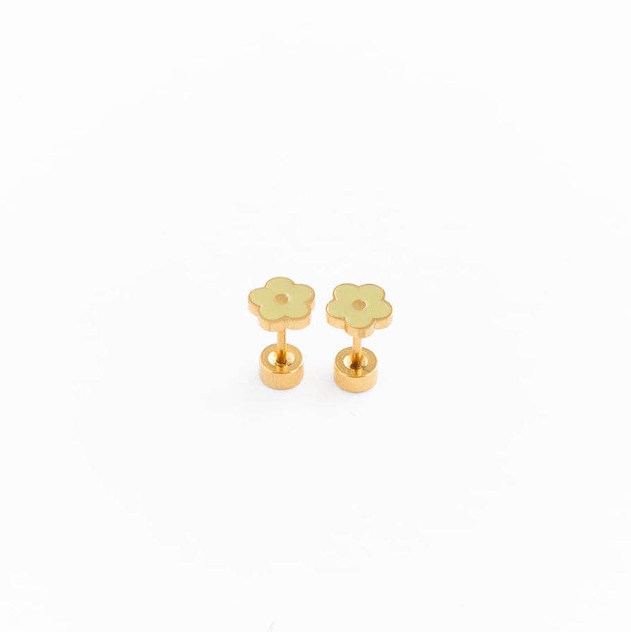 Petite Flower Stud Earring - Hypoallergenic, Flat Back, Girl
