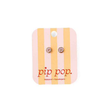 Donut Stud Earrings - Hypoallergenic, Flat Back, Girl Gift