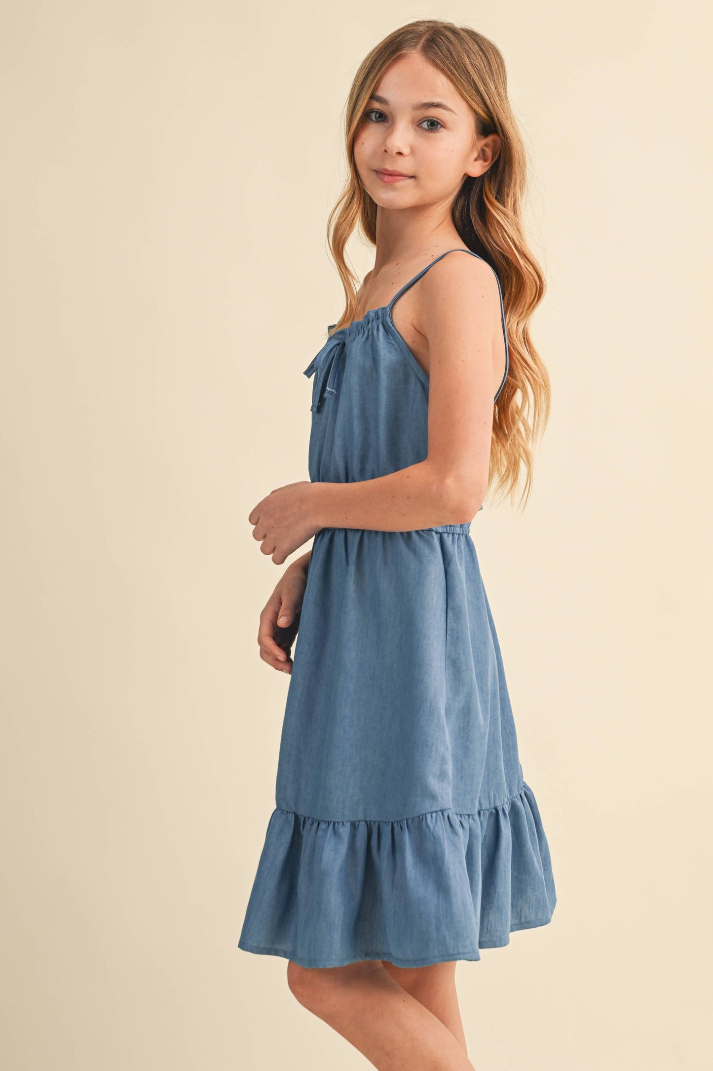 TWEEN KIDS GIRLS FLOUNCE DENIM DRESS (7-14)