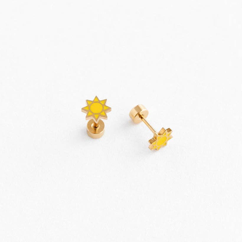Sunshine Stud Earring - Hypoallergenic, Flat Back, Girl Gift