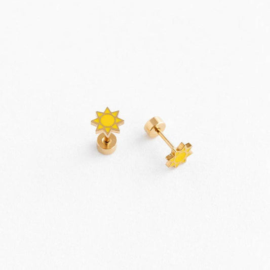 Sunshine Stud Earring - Hypoallergenic, Flat Back, Girl Gift
