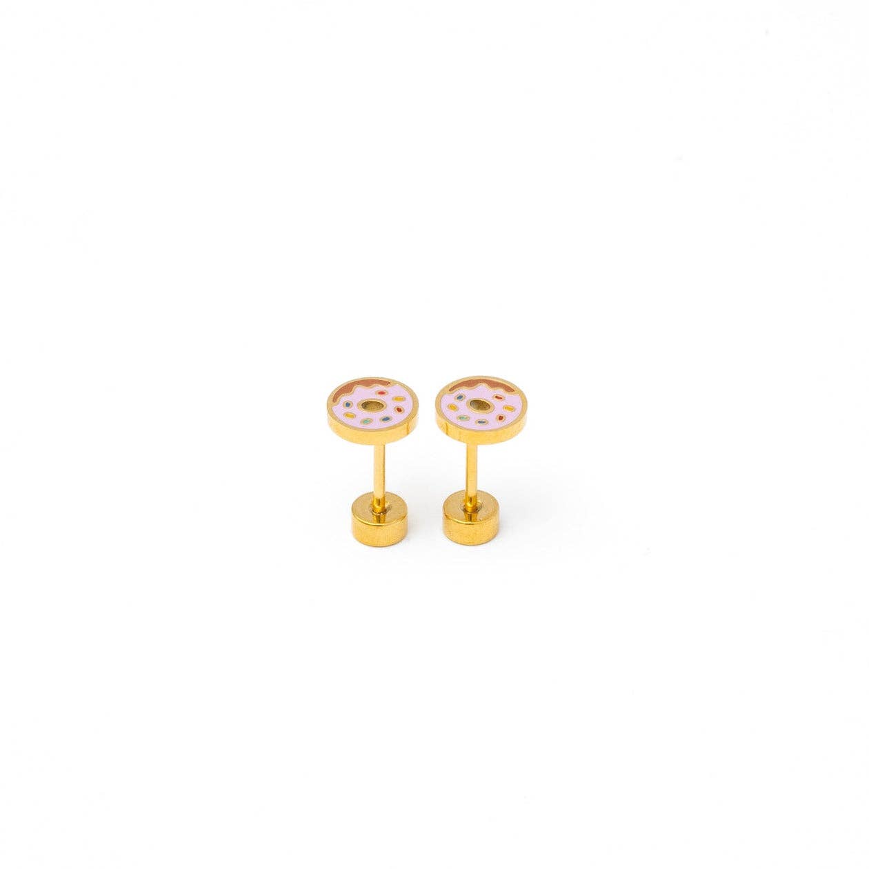 Donut Stud Earrings - Hypoallergenic, Flat Back, Girl Gift