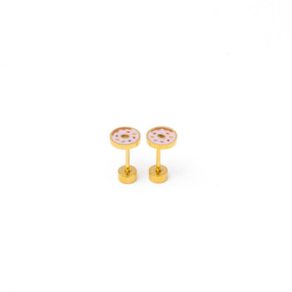 Donut Stud Earrings - Hypoallergenic, Flat Back, Girl Gift