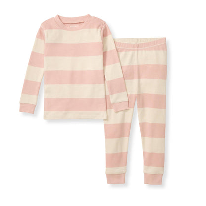 Rugby Stripe Organic Cotton Two-Piece Pajamas - Ranunculus