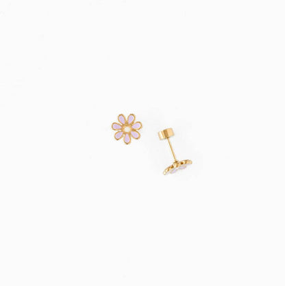 Daisy Stud Earrings - Hypoallergenic, Flat Back, Girl Gift