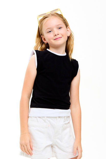 Color Blocked Sleeveless Layered Top