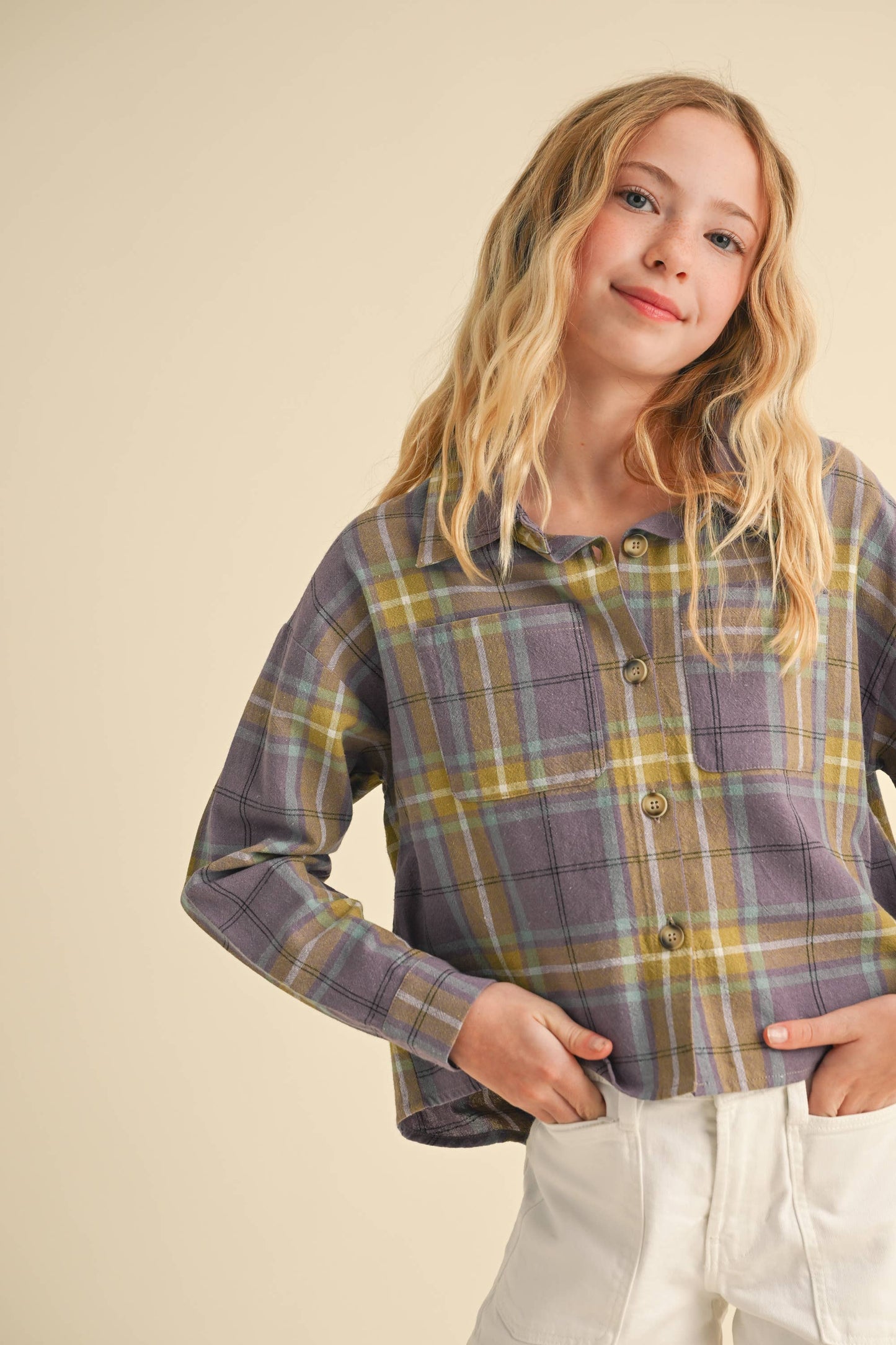 TWEEN KIDS GIRLS TWO POCKET SHORT SHIRT (7-14) (Copy)