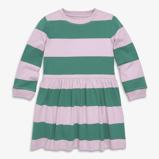 Kids long sleeve easy dress in stripe