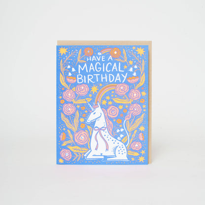 Birthday Folk Unicorn Letterpress Greeting Card by Hello!Lucky
