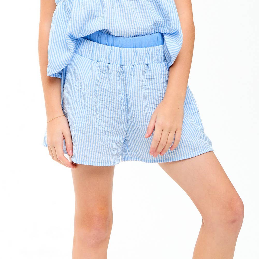 Double Waist Band Striped Gauze Shorts