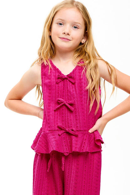 Embroidered Eyelet Ruffled Vest