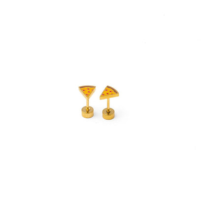 Pizza Stud Earrings - Hypoallergenic, Flat Back, Girl Gift