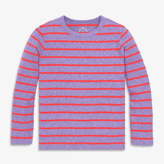 Kids heathered long sleeve stripe tee