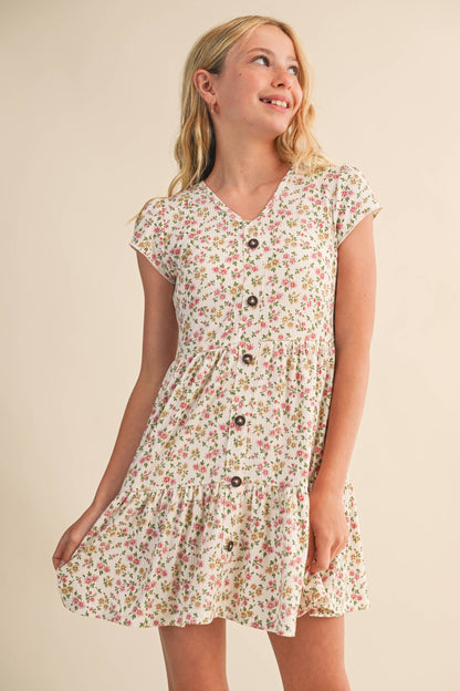 BUTTON DOWN TIERED DRESS