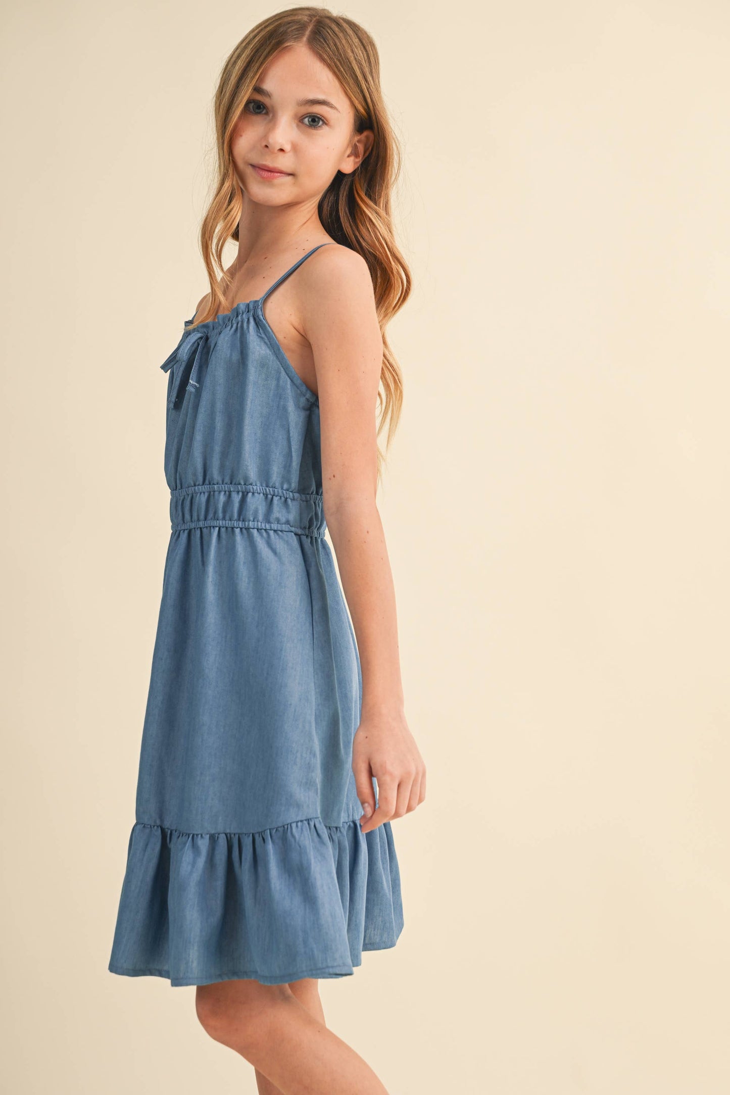 TWEEN KIDS GIRLS FLOUNCE DENIM DRESS (7-14)