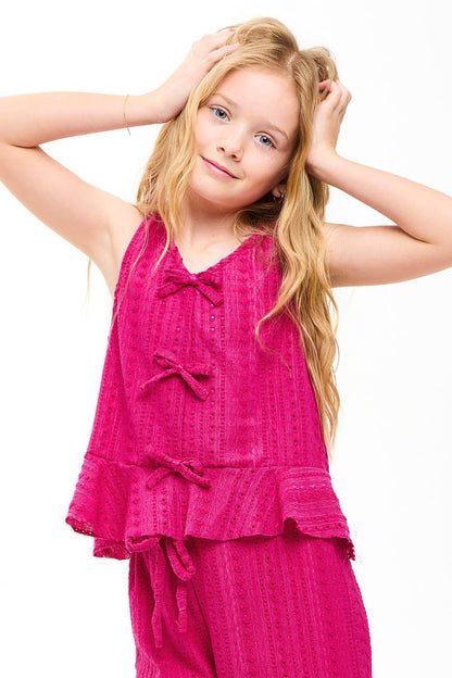 Embroidered Eyelet Ruffled Vest