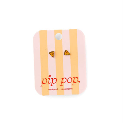 Pizza Stud Earrings - Hypoallergenic, Flat Back, Girl Gift