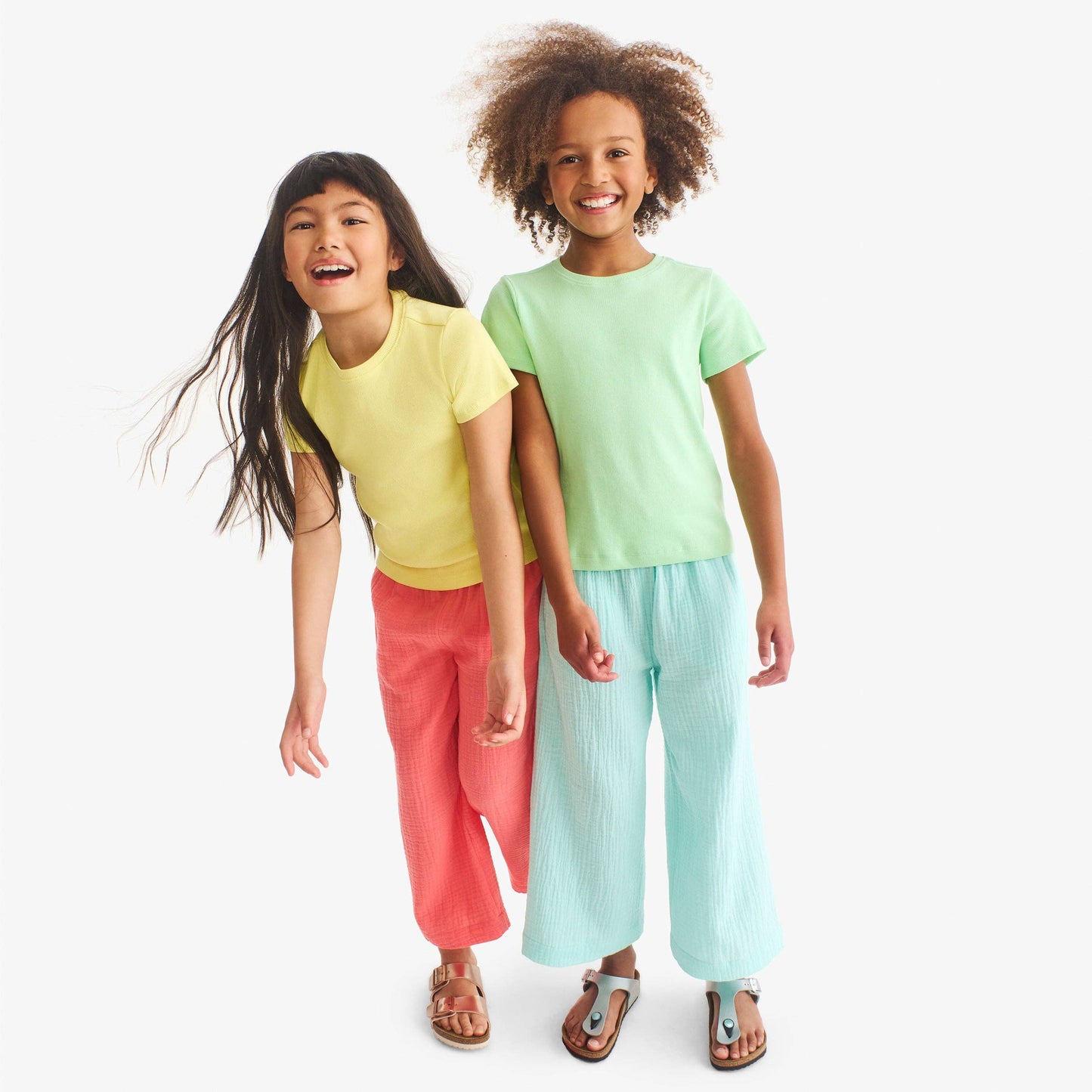 Kids cotton gauze cropped easy pant