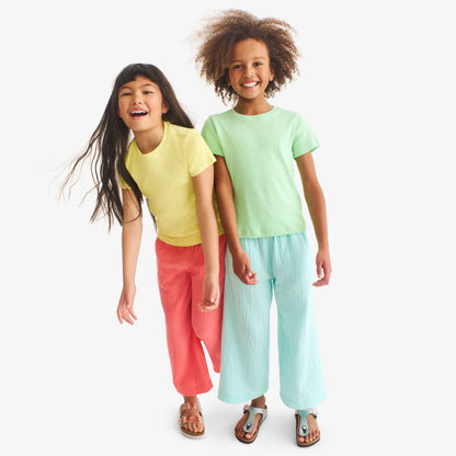 Kids cotton gauze cropped easy pant