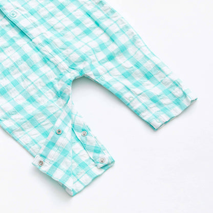 Oxford Romper- Mint Gingham