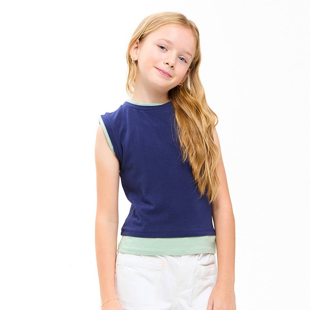 Color Blocked Sleeveless Layered Top