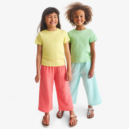 Kids cotton gauze cropped easy pant