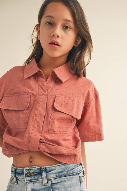 TWEEN GIRLS KIDS DROP SHOULDER S/S TOP KT2413 (7-14 S-L)
