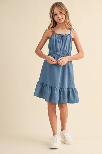 TWEEN KIDS GIRLS FLOUNCE DENIM DRESS (7-14)