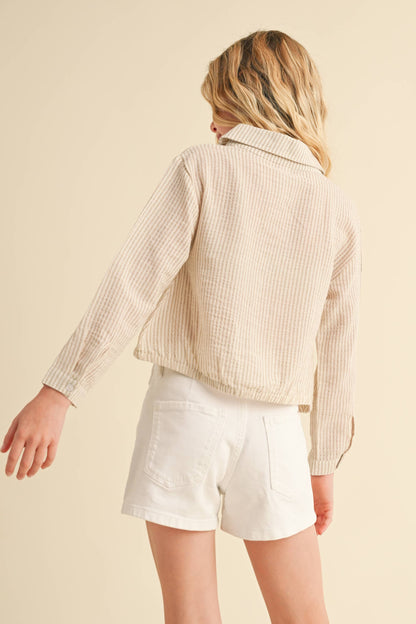 BUTTON DOWN DROP SHOULDER SHIRT