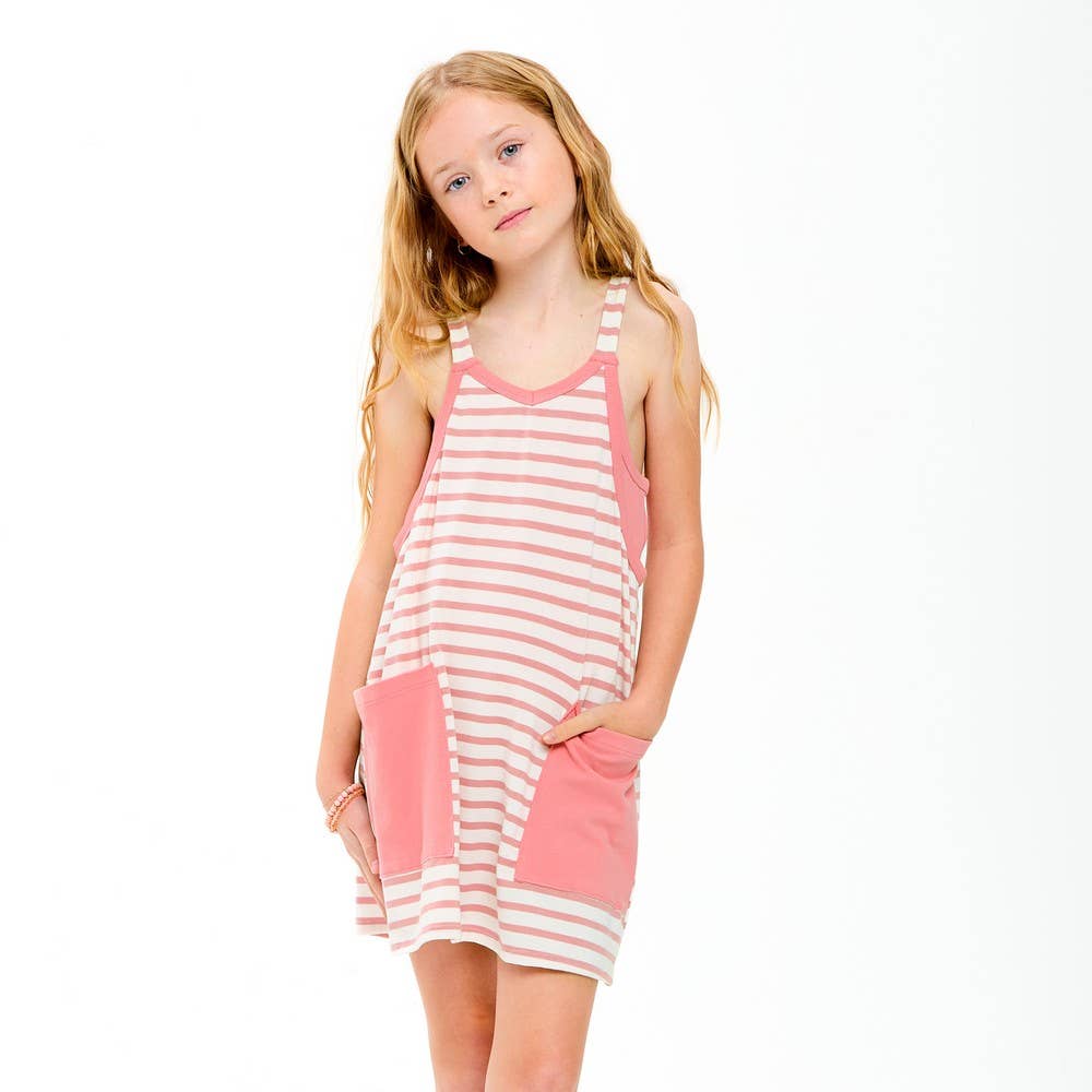 Striped mini dress with inner romper