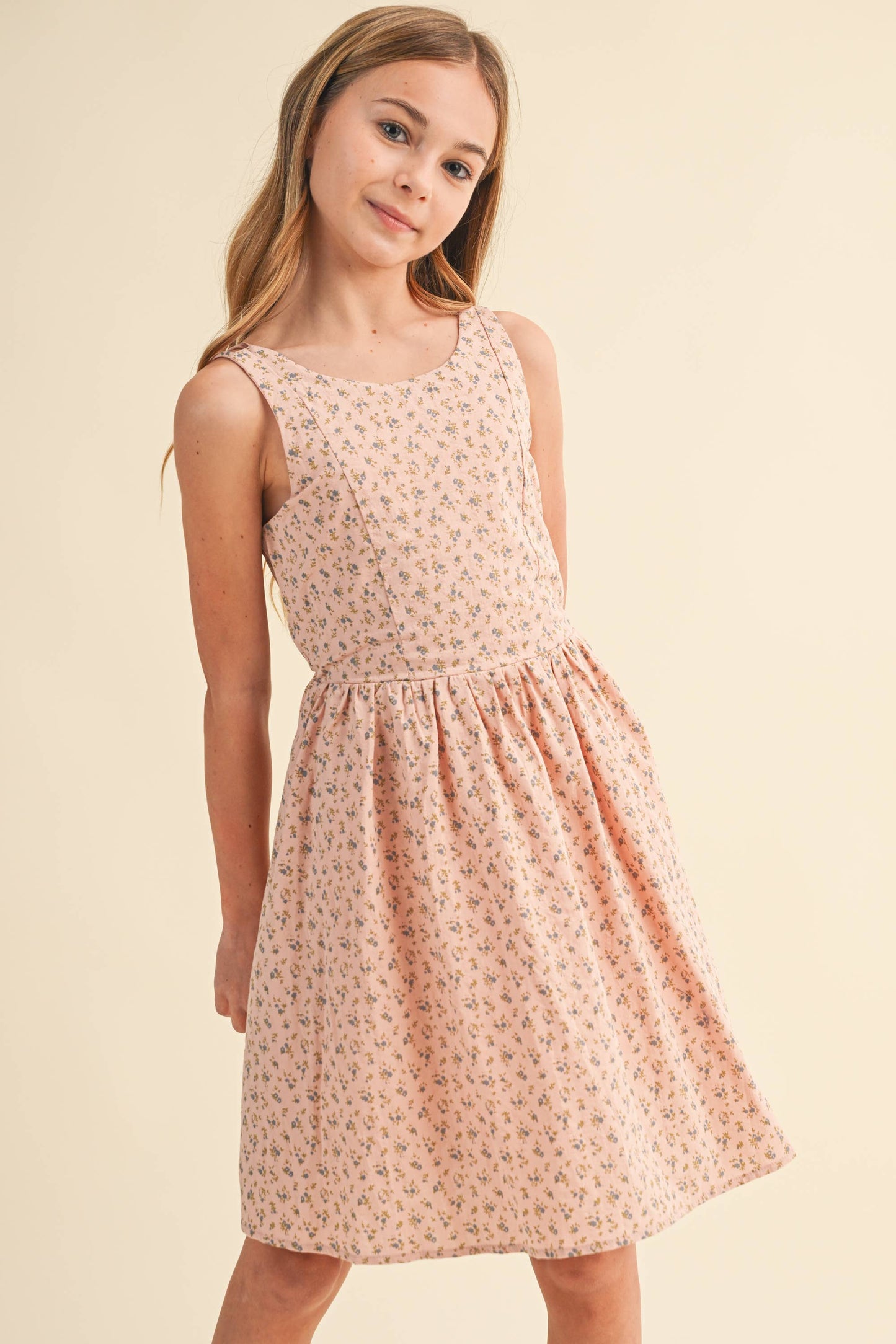 TWEEN KIDS GIRLS SLEEVELSES FIT AND FLARE SUNDRESS (7-14)