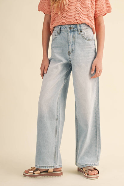 TWEEN KIDS GIRLS WIDE LEG DENIM PANTS (7-14)